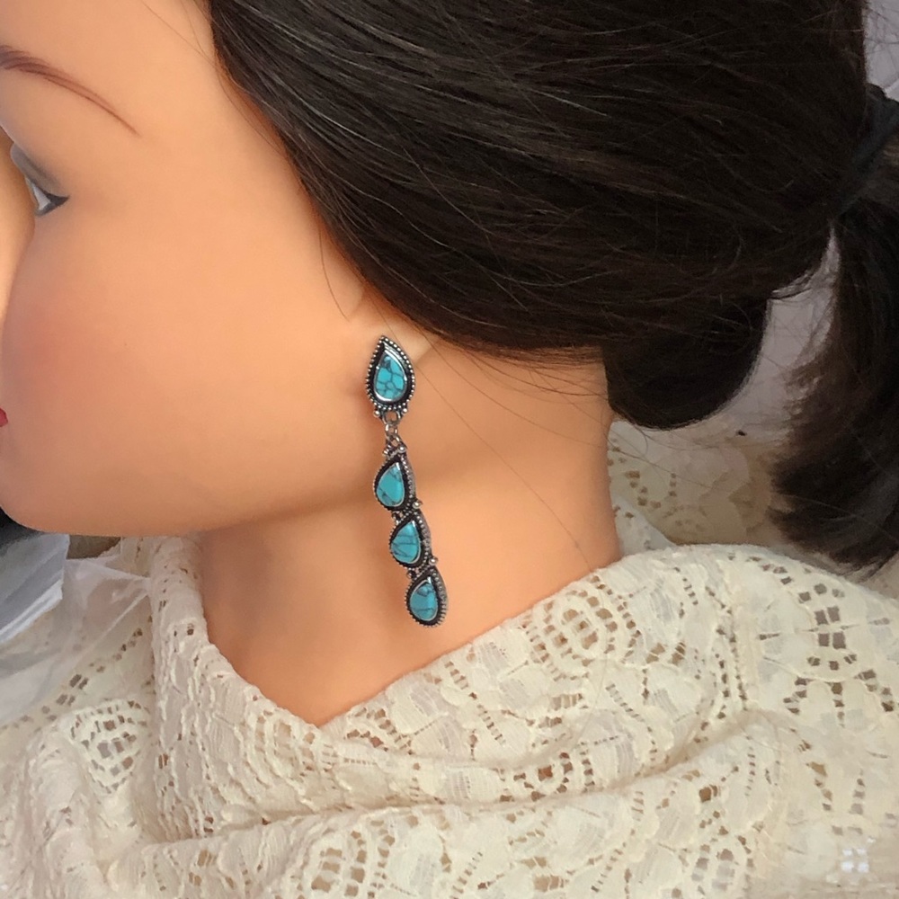 Santa Fe drop turquoise earrings